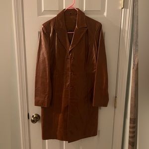 Guess vintage woman’s leather brown trench coat size medium great condition